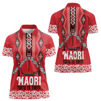 Toitu Te Tiriti Waitangi Women Polo Shirt Red Wharenui House - Polynesian Pride
