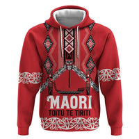 Toitu Te Tiriti Waitangi Zip Hoodie Red Wharenui House LT9 Pullover Hoodie Red - Polynesian Pride