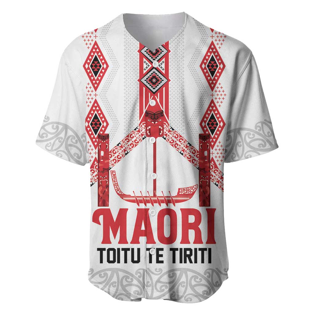 Toitu Te Tiriti Waitangi Baseball Jersey White Wharenui House - Polynesian Pride