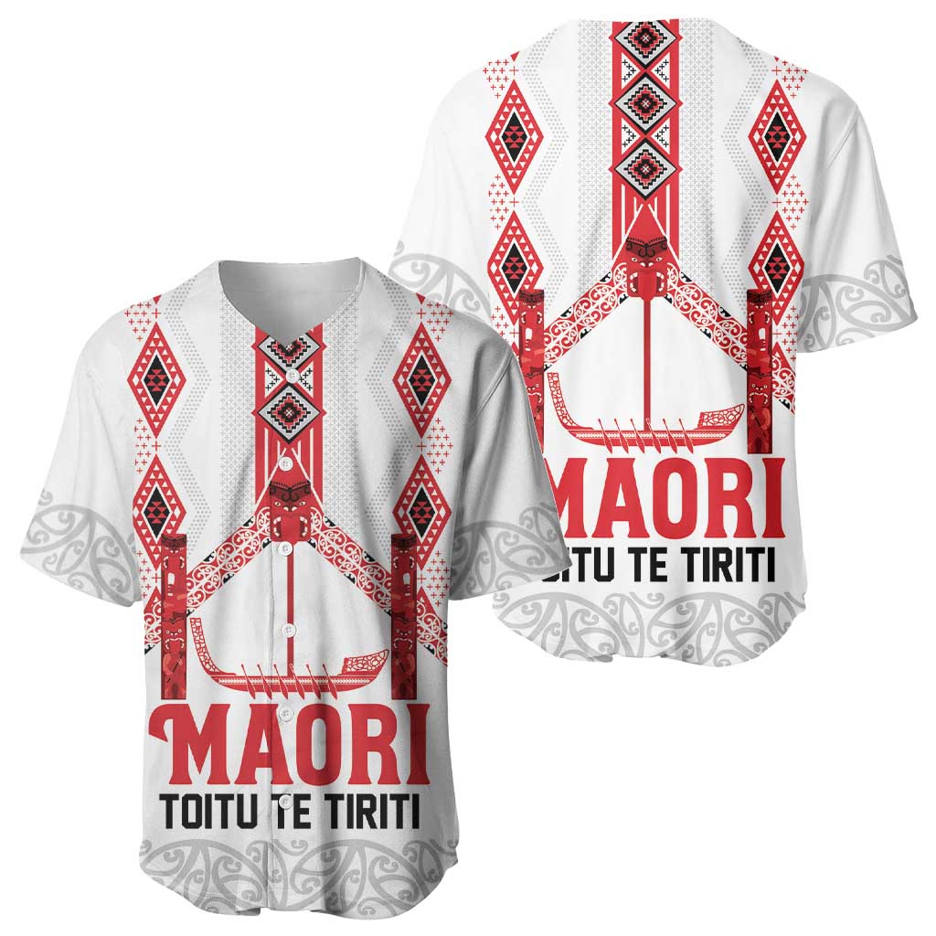 Toitu Te Tiriti Waitangi Baseball Jersey White Wharenui House - Polynesian Pride