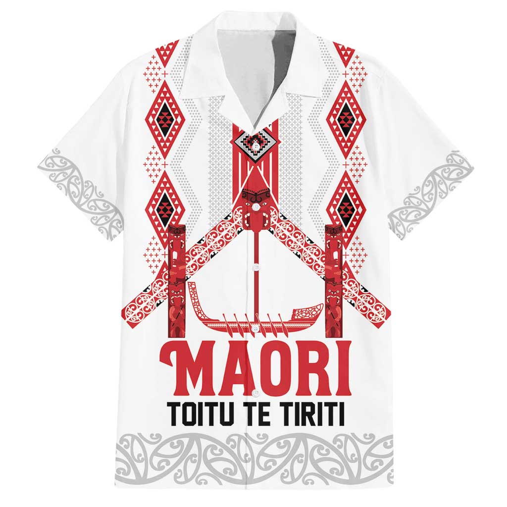 Toitu Te Tiriti Waitangi Family Matching Off Shoulder Maxi Dress and Hawaiian Shirt White Wharenui House - Polynesian Pride