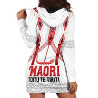 Toitu Te Tiriti Waitangi Hoodie Dress White Wharenui House LT9 - Polynesian Pride
