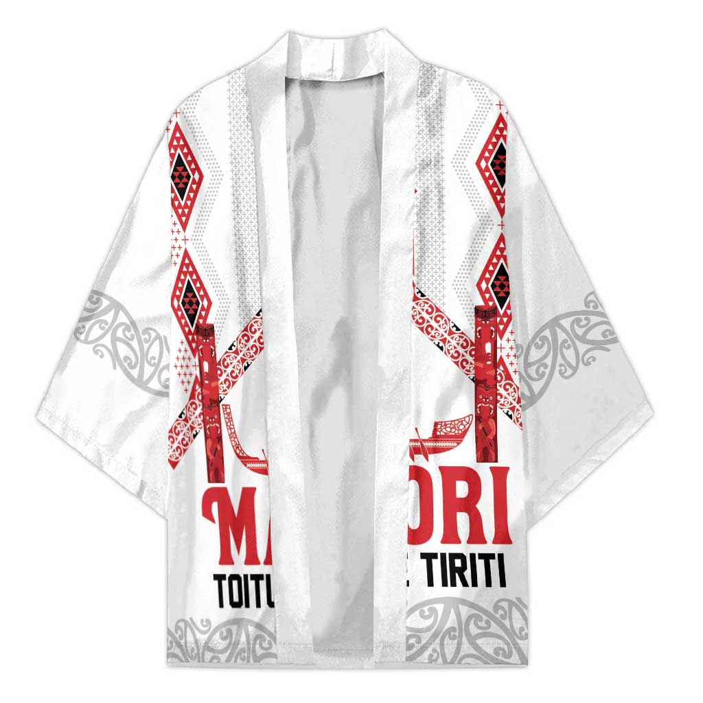 Toitu Te Tiriti Waitangi Kimono White Wharenui House - Polynesian Pride