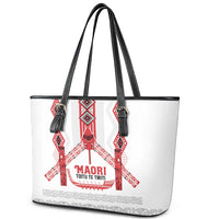 Toitu Te Tiriti Waitangi Leather Tote Bag White Wharenui House LT9 - Polynesian Pride