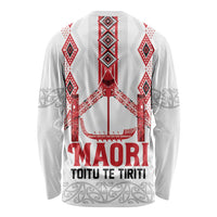 Toitu Te Tiriti Waitangi Long Sleeve Shirt White Wharenui House - Polynesian Pride