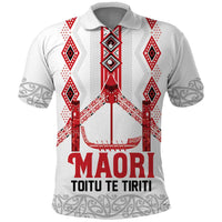 Toitu Te Tiriti Waitangi Polo Shirt White Wharenui House LT9 white - Polynesian Pride