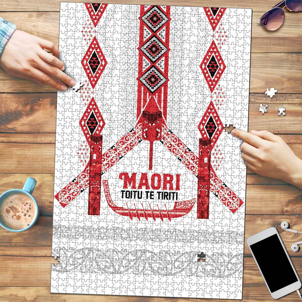 Toitu Te Tiriti Waitangi Puzzle White Wharenui House - Polynesian Pride