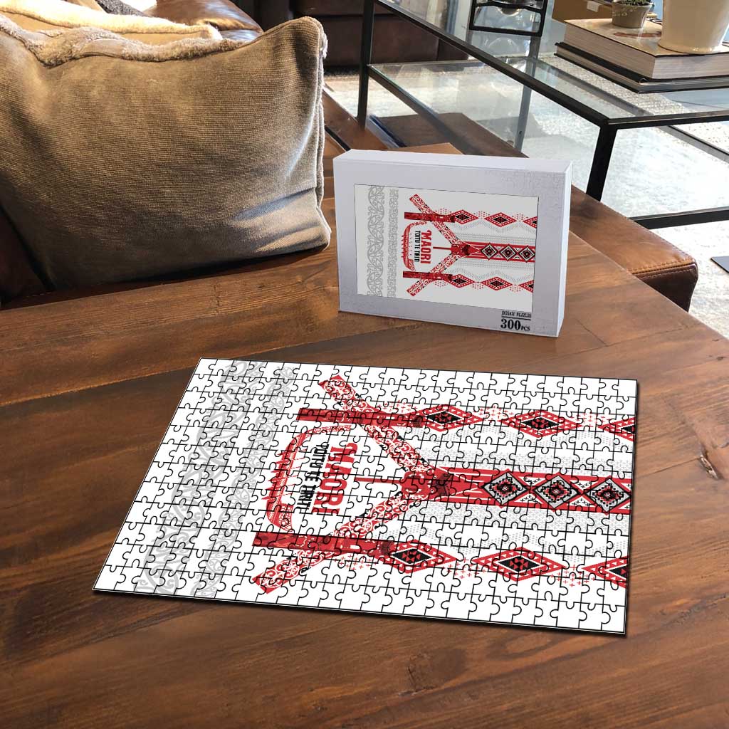 Toitu Te Tiriti Waitangi Puzzle White Wharenui House - Polynesian Pride