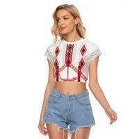Toitu Te Tiriti Waitangi Raglan Cropped T Shirt White Wharenui House - Polynesian Pride