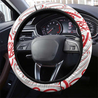 Toitu Te Tiriti Waitangi Steering Wheel Cover White Wharenui House LT9 - Polynesian Pride