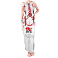 Toitu Te Tiriti Waitangi Tank Maxi Dress White Wharenui House - Polynesian Pride
