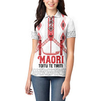 Toitu Te Tiriti Waitangi Women Polo Shirt White Wharenui House - Polynesian Pride