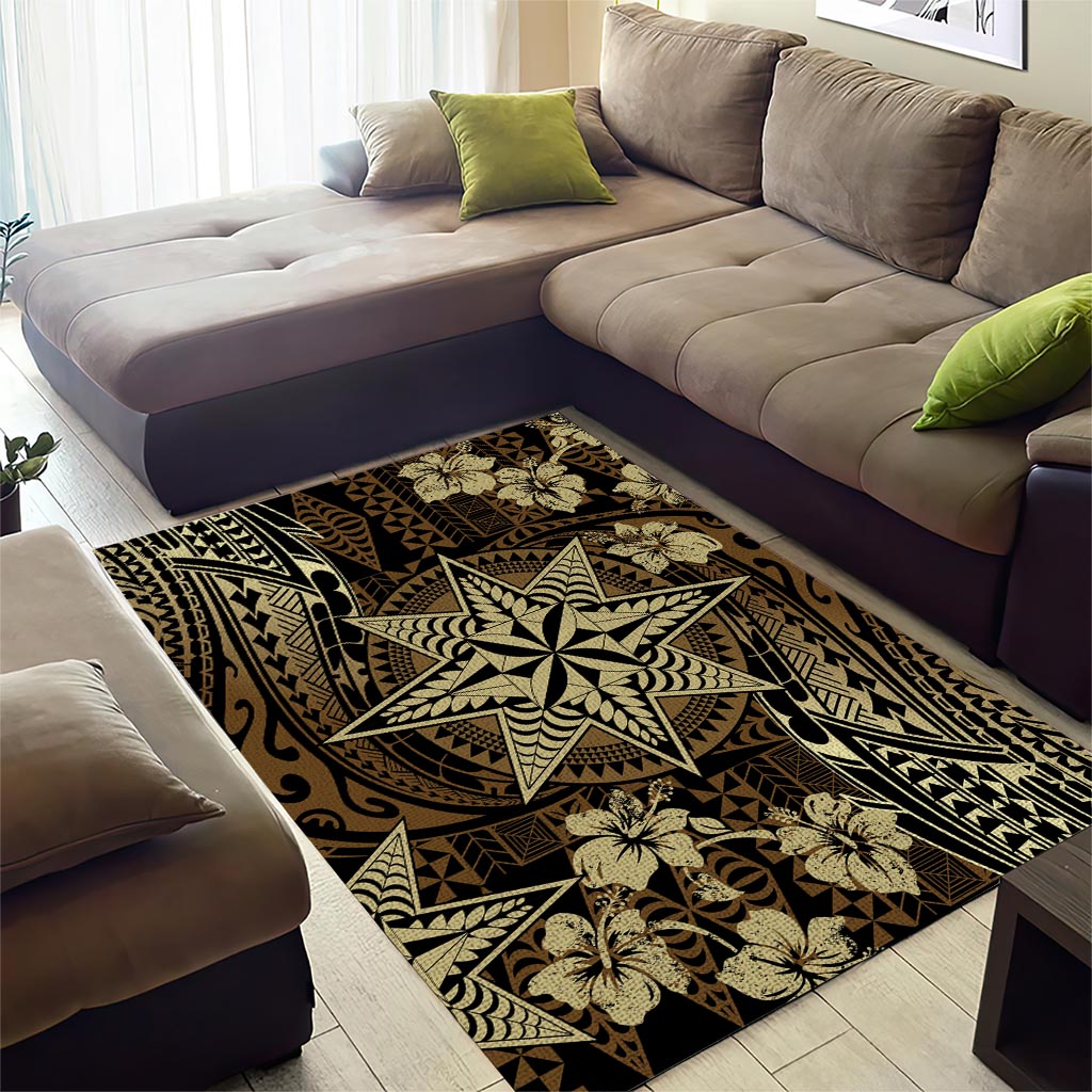 Vintage Tonga Tribal Ngatu Pattern Area Rug With Pacific Floral Brown Art