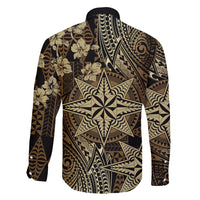 Vintage Tonga Tribal Ngatu Pattern Family Matching Short Sleeve Bodycon Dress and Hawaiian Shirt With Pacific Floral Brown Art