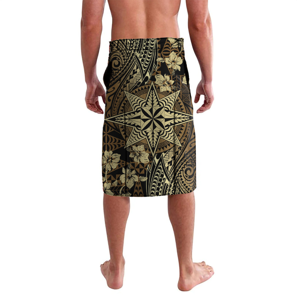 Vintage Tonga Tribal Ngatu Pattern Lavalava With Pacific Floral Brown Art