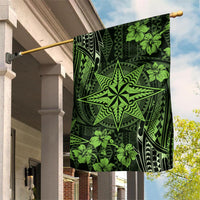 Vintage Tonga Tribal Ngatu Pattern Garden Flag With Pacific Floral Lime Green Art LT9 House Flag Lime Green - Polynesian Pride