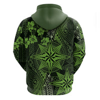 Vintage Tonga Tribal Ngatu Pattern Hoodie With Pacific Floral Lime Green Art LT9 - Polynesian Pride
