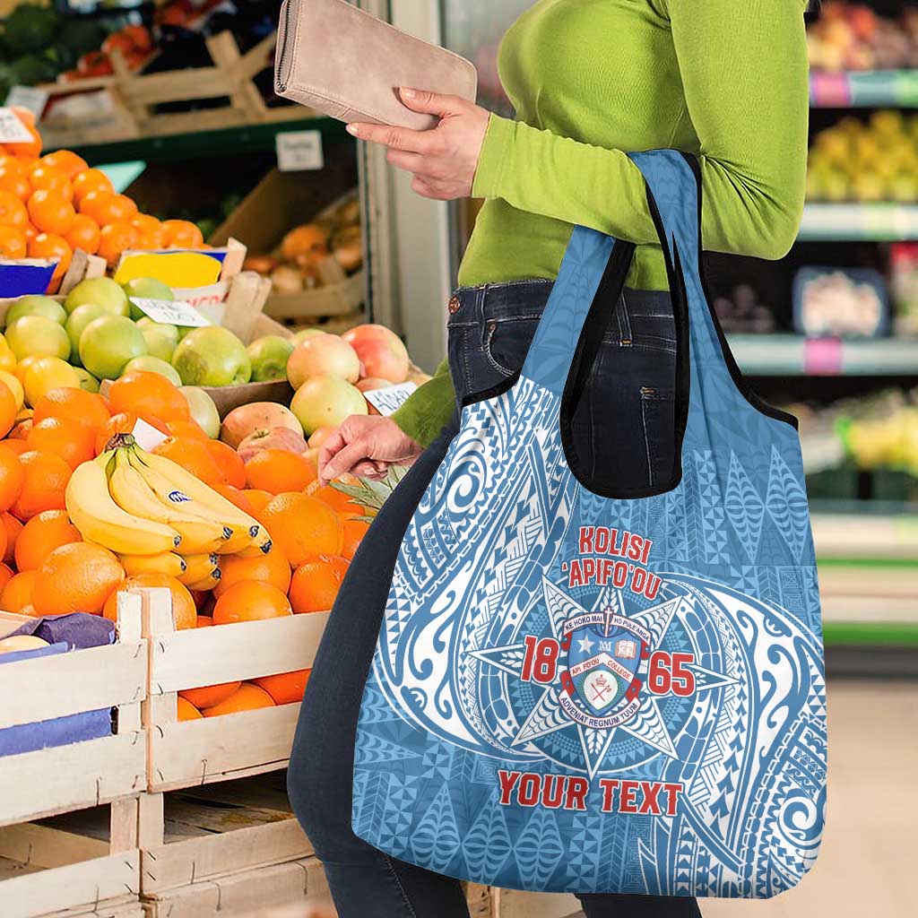 Personalised Tonga Apifo'ou College Grocery Bag Since 1865 Special Kupesi Pattern