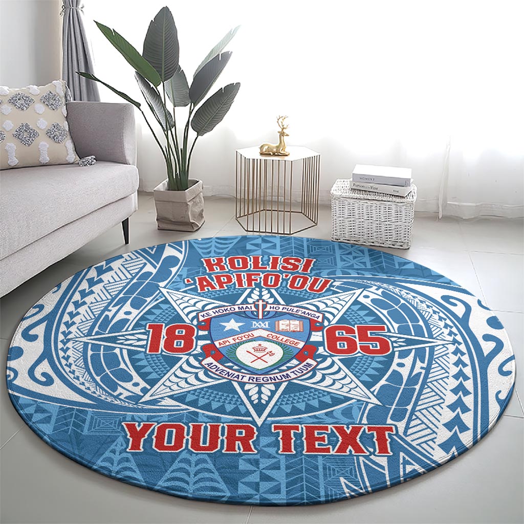 Personalised Tonga Apifo'ou College Round Carpet Since 1865 Special Kupesi Pattern
