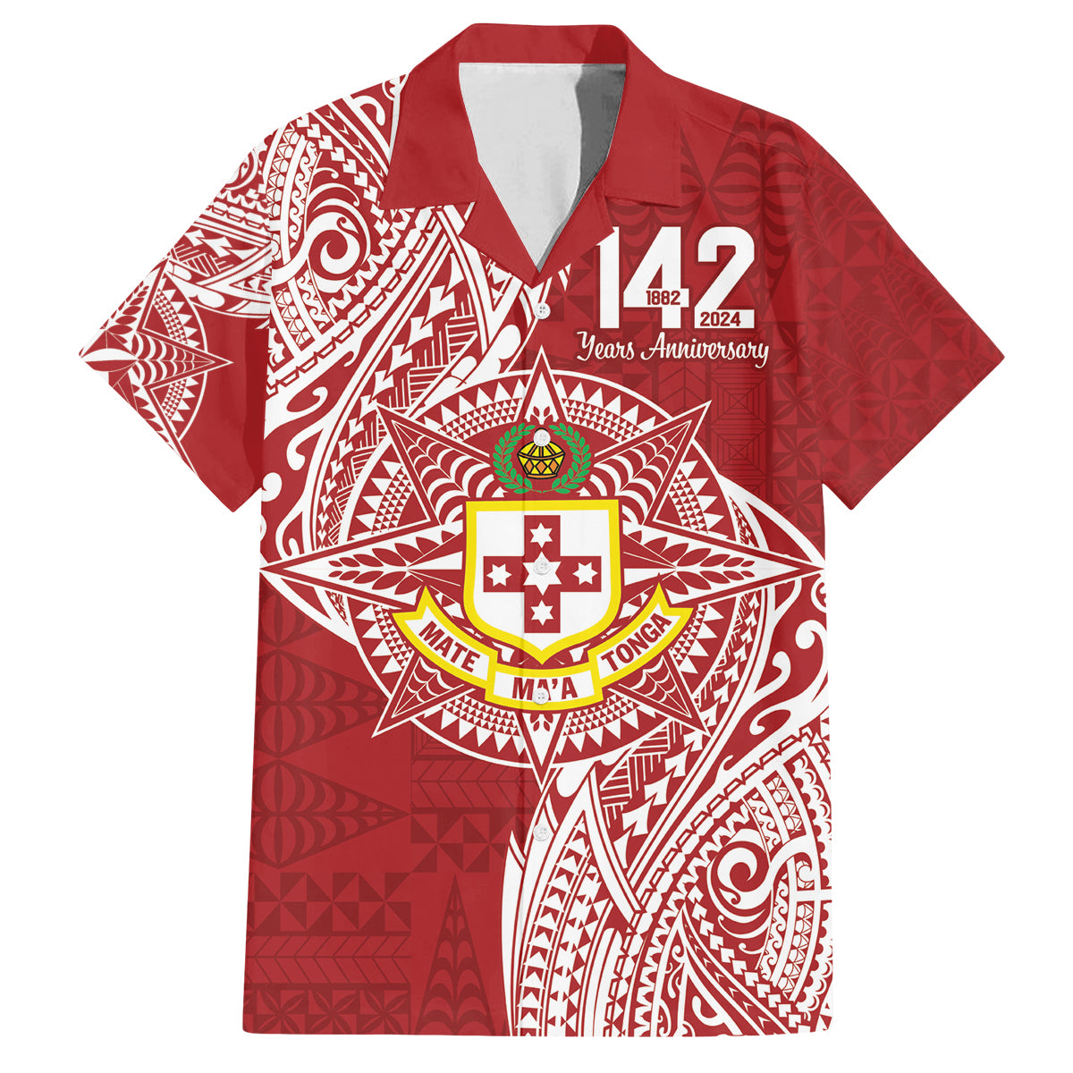 Personalised Kolisi Tonga Atele 142nd Anniversary Family Matching Puletasi and Hawaiian Shirt Special Kupesi Pattern