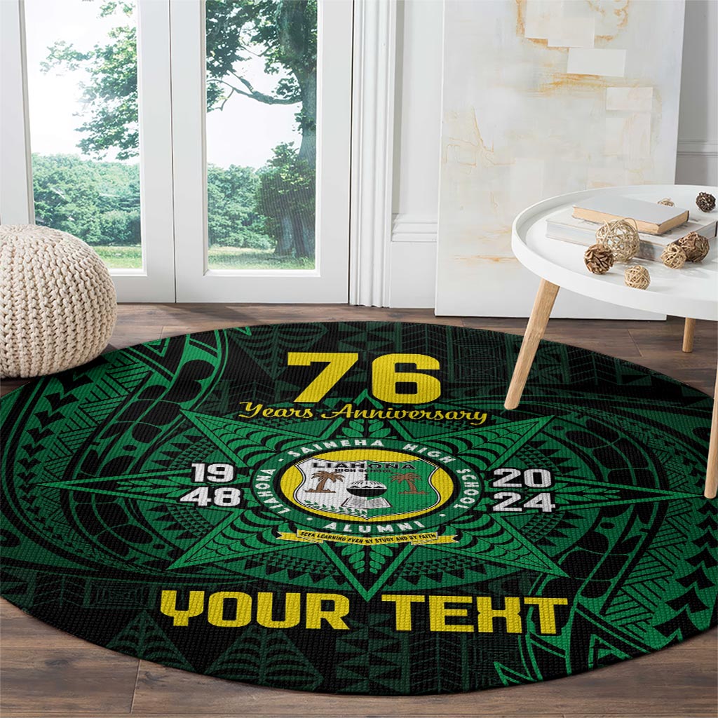 Personalised Tonga Liahona High School 76th Anniversary Round Carpet Special Kupesi Pattern