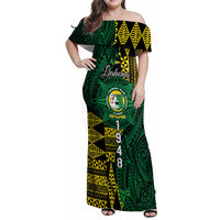 Personalised Tonga Liahona High School Family Matching Off Shoulder Maxi Dress and Hawaiian Shirt Since 1948 Special Kupesi Pattern