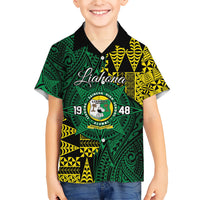 Personalised Tonga Liahona High School Family Matching Short Sleeve Bodycon Dress and Hawaiian Shirt Since 1948 Special Kupesi Pattern