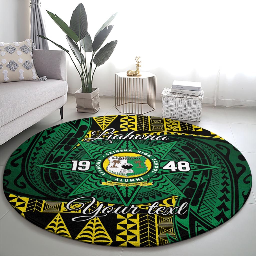 Personalised Tonga Liahona High School Round Carpet Since 1948 Special Kupesi Pattern
