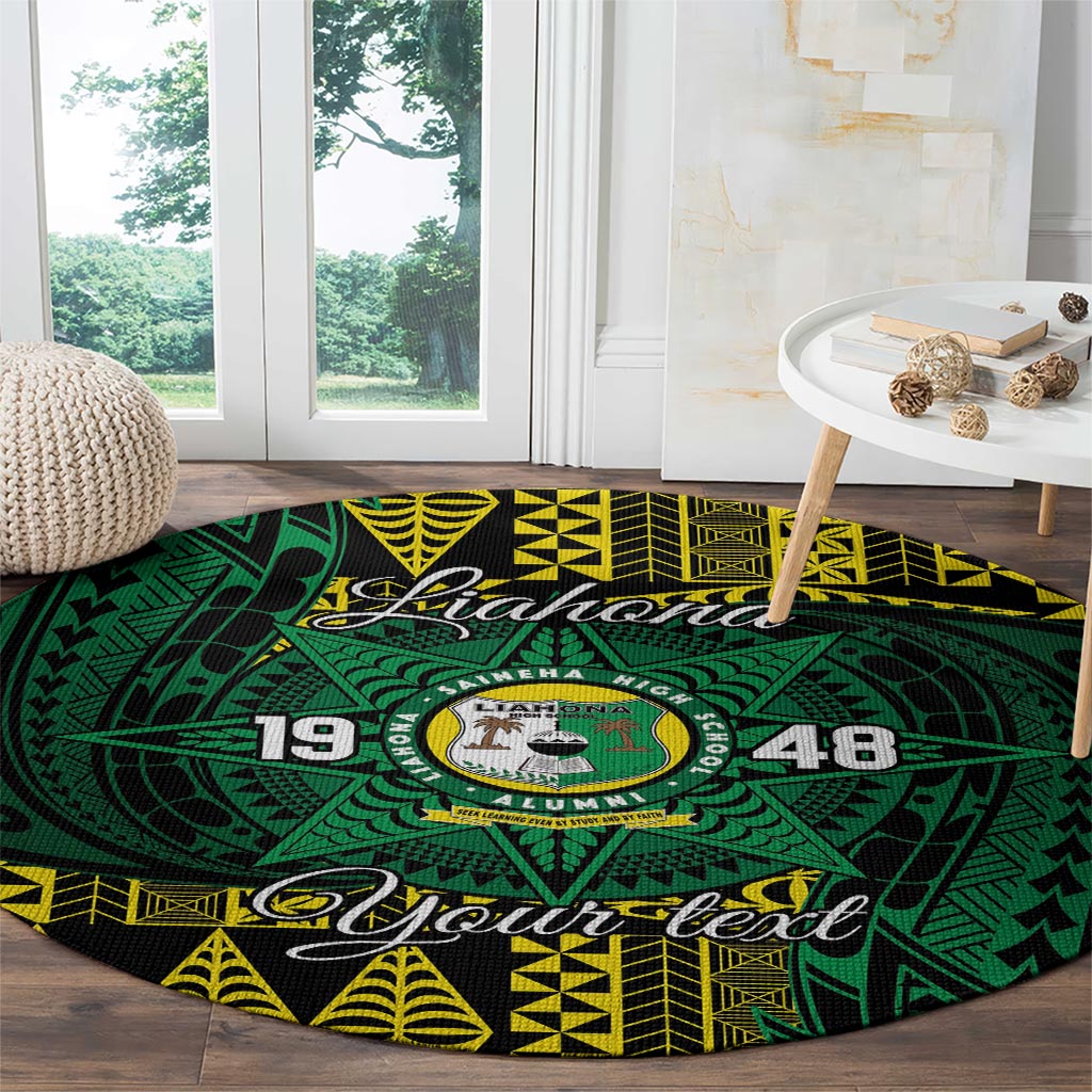 Personalised Tonga Liahona High School Round Carpet Since 1948 Special Kupesi Pattern