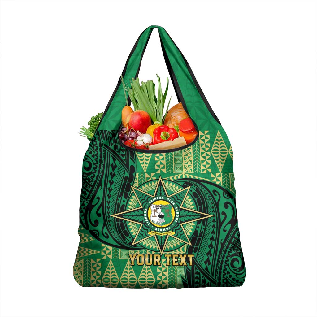 Personalised Tonga Saineha High School Grocery Bag Since 1978 Special Kupesi Pattern