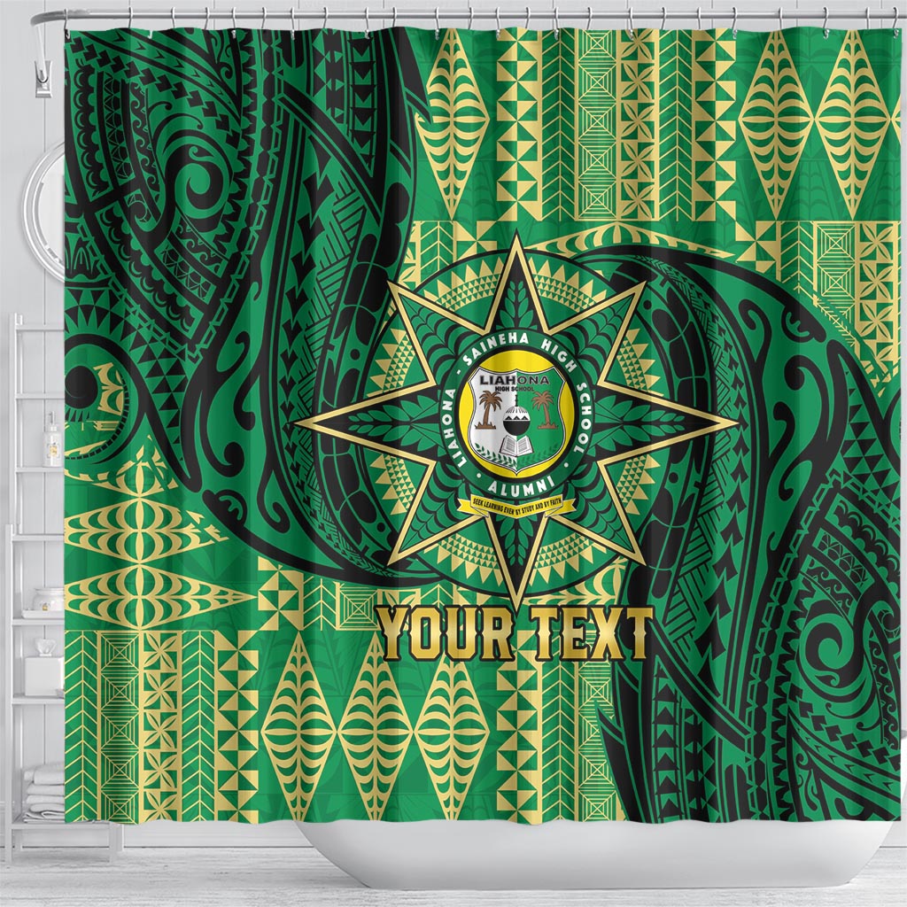 Personalised Tonga Saineha High School Shower Curtain Since 1978 Special Kupesi Pattern