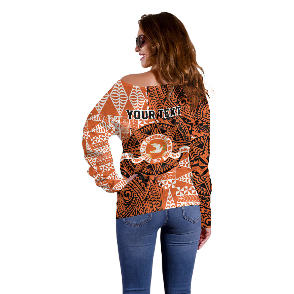 Personalised Tonga Tailulu College Off Shoulder Sweater Since 1967 Special Kupesi Pattern Version 2