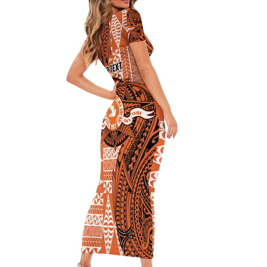 Personalised Tonga Tailulu College Short Sleeve Bodycon Dress Since 1967 Special Kupesi Pattern Version 2