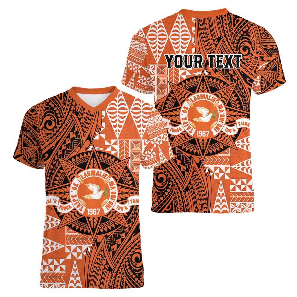 Personalised Tonga Tailulu College Women V-Neck T-Shirt Since 1967 Special Kupesi Pattern Version 2