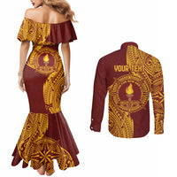 Personalised Tonga Beulah College Couples Matching Mermaid Dress and Long Sleeve Button Shirt Since 1938 Special Kupesi Pattern