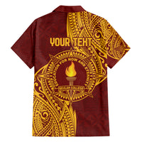 Personalised Tonga Beulah College Family Matching Off Shoulder Short Dress and Hawaiian Shirt Since 1938 Special Kupesi Pattern