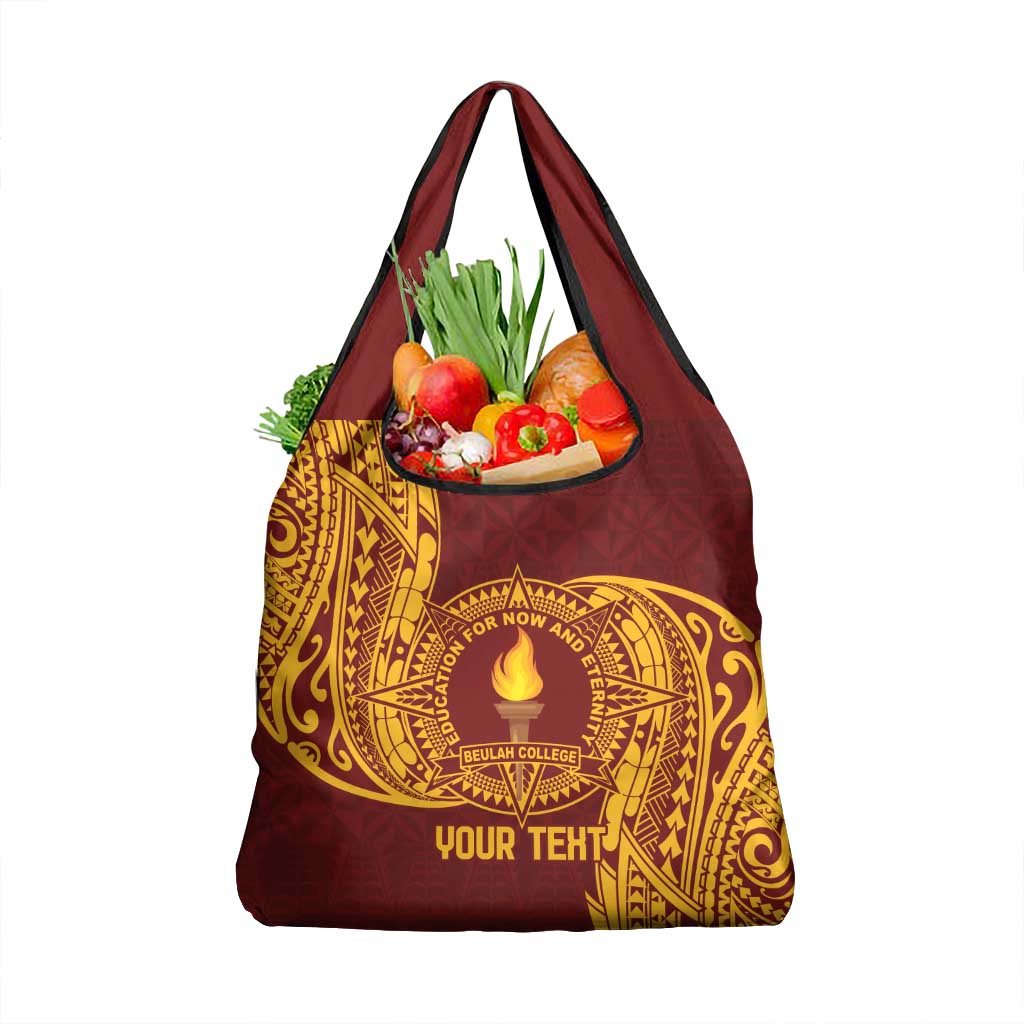 Personalised Tonga Beulah College Grocery Bag Since 1938 Special Kupesi Pattern