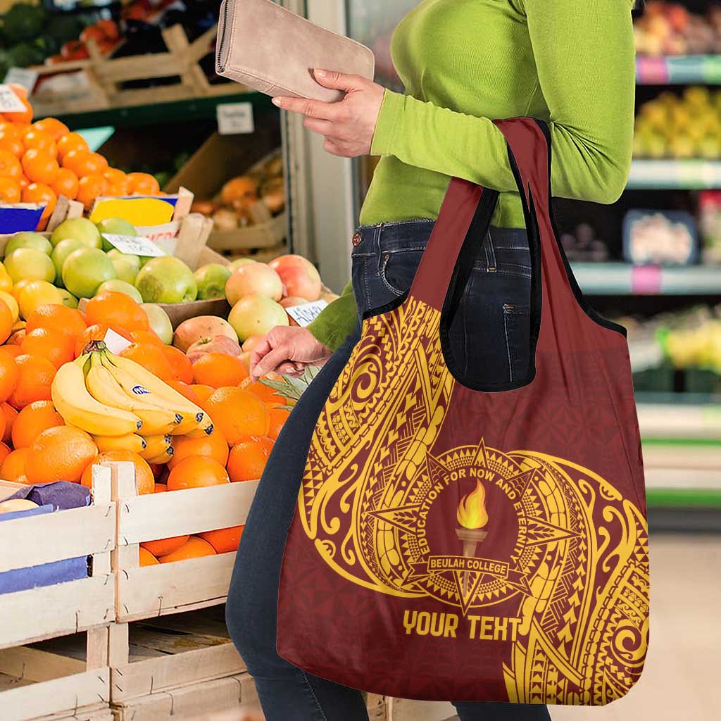 Personalised Tonga Beulah College Grocery Bag Since 1938 Special Kupesi Pattern