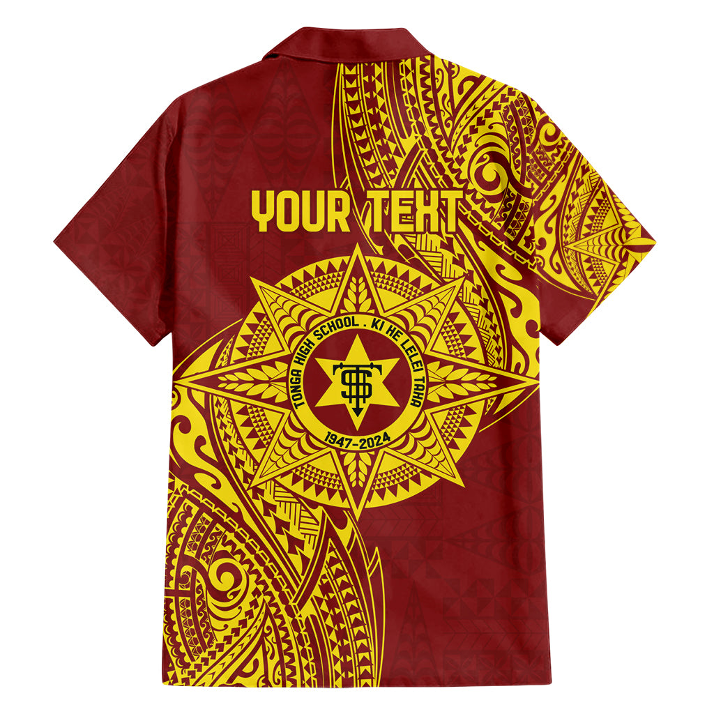 Personalised Tonga High School 77th Anniversary Family Matching Short Sleeve Bodycon Dress and Hawaiian Shirt Special Kupesi Pattern