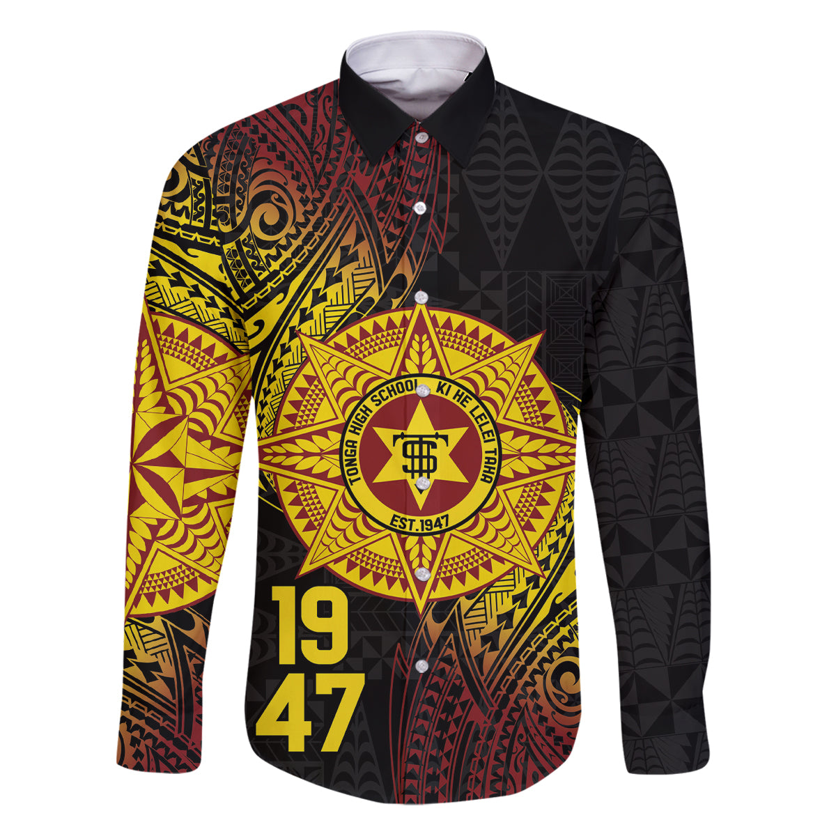 Personalised Tonga High School Family Matching Puletasi and Hawaiian Shirt Since 1947 Special Kupesi Pattern