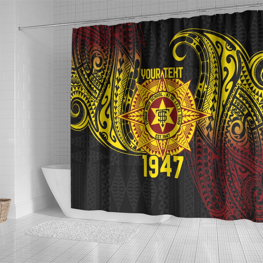 Personalised Tonga High School Shower Curtain Since 1947 Special Kupesi Pattern