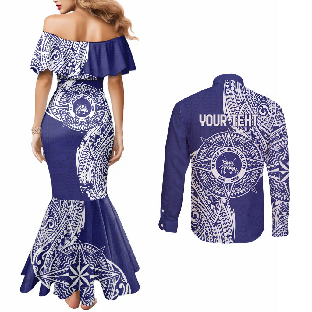 Personalised Tonga Tupou College Tolo 158th Anniversary Couples Matching Mermaid Dress and Long Sleeve Button Shirt Special Kupesi Pattern