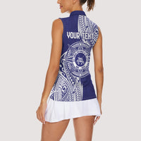 Personalised Tonga Tupou College Tolo 158th Anniversary Women Sleeveless Polo Shirt Special Kupesi Pattern