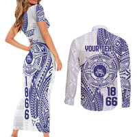 Personalised Tonga Tupou College Tolo Couples Matching Short Sleeve Bodycon Dress and Long Sleeve Button Shirt Since 1866 Special Kupesi Pattern