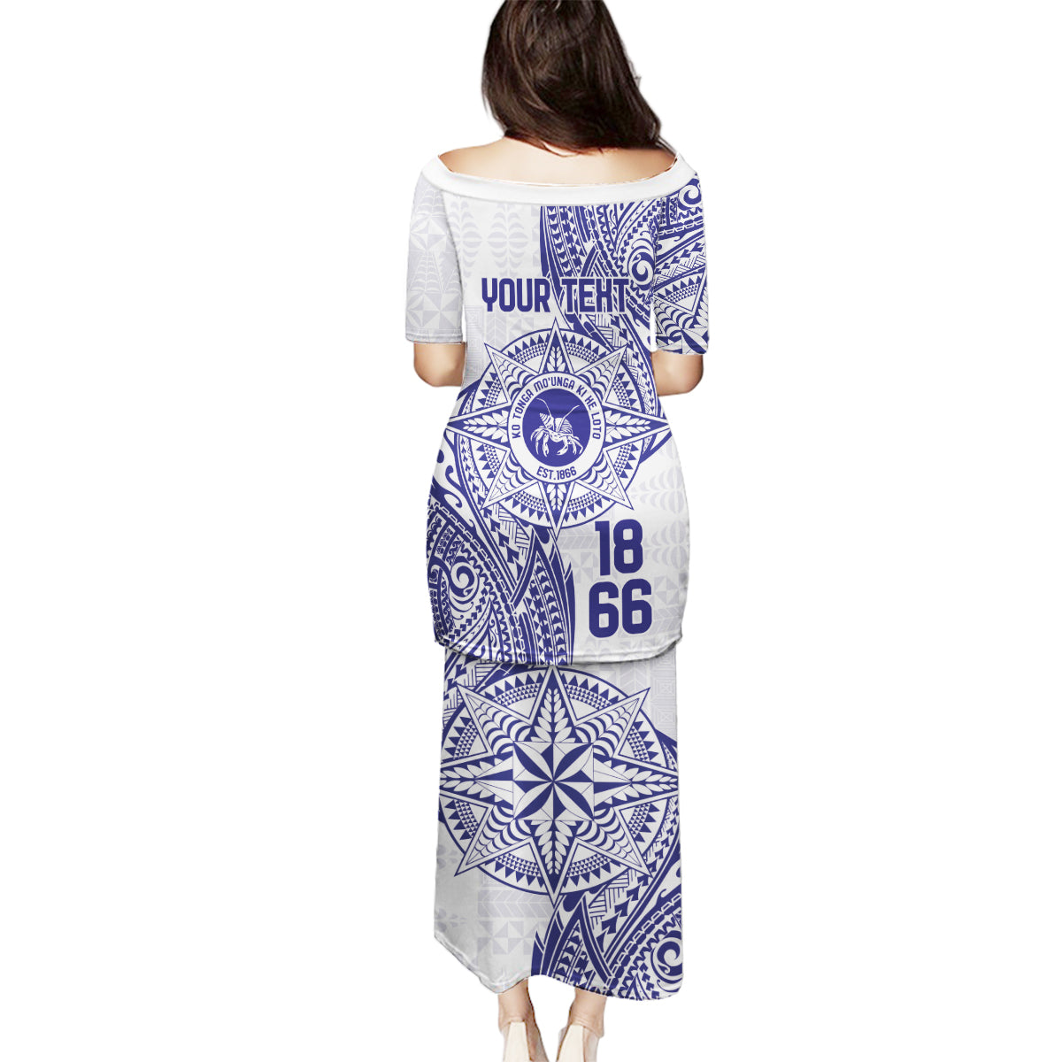 Personalised Tonga Tupou College Tolo Family Matching Puletasi and Hawaiian Shirt Since 1866 Special Kupesi Pattern