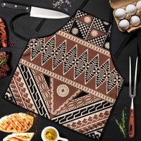 Vintage Bula Fiji Apron Brown Tapa Masi Motif - Polynesian Pride