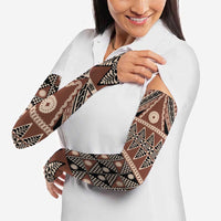 Vintage Bula Fiji Arm Sleeves Brown Tapa Masi Motif - Polynesian Pride