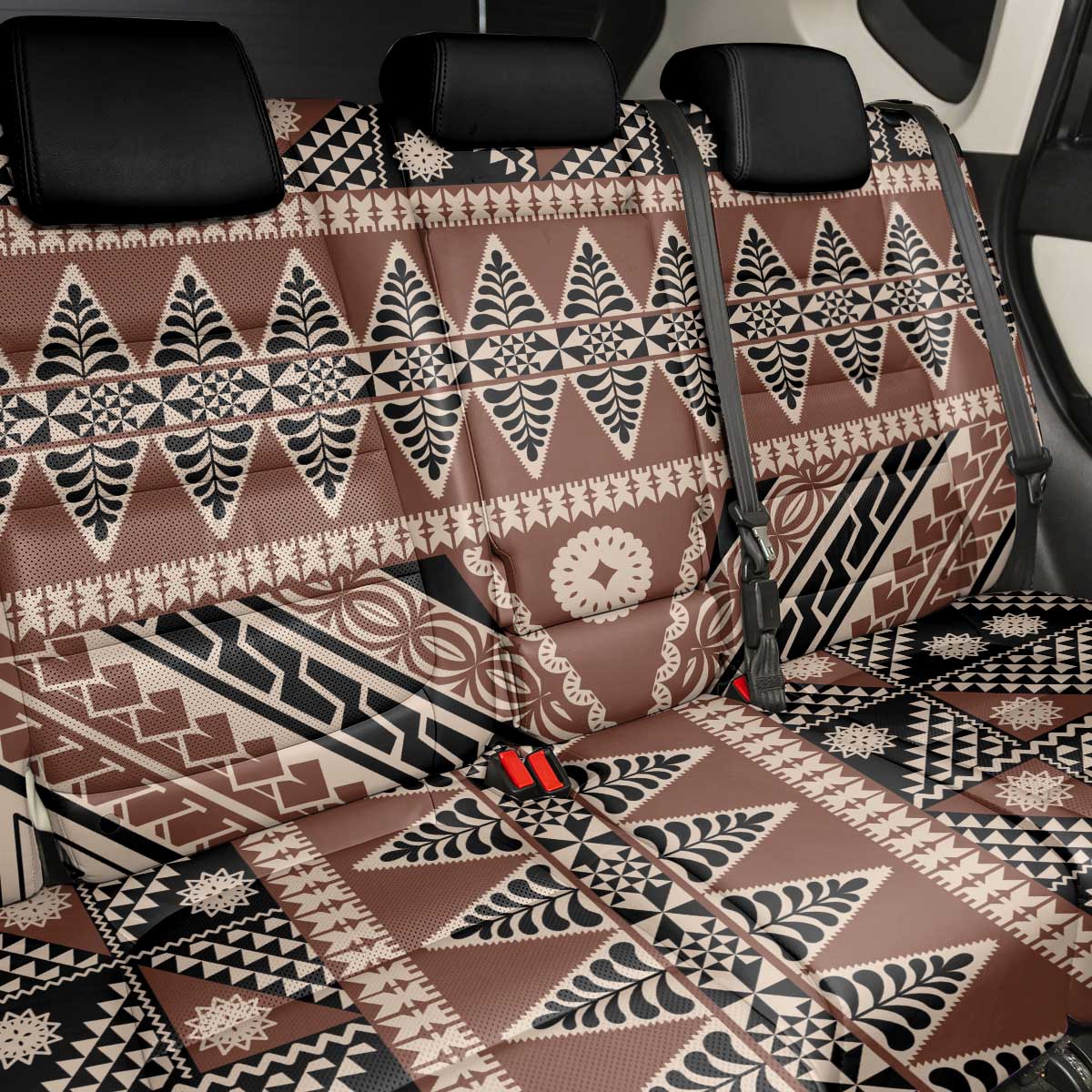 Vintage Bula Fiji Back Car Seat Cover Brown Tapa Masi Motif LT9 - Polynesian Pride