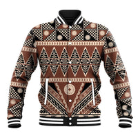 Vintage Bula Fiji Baseball Jacket Brown Tapa Masi Motif LT9 Unisex Brown - Polynesian Pride