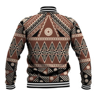 Vintage Bula Fiji Baseball Jacket Brown Tapa Masi Motif LT9 - Polynesian Pride